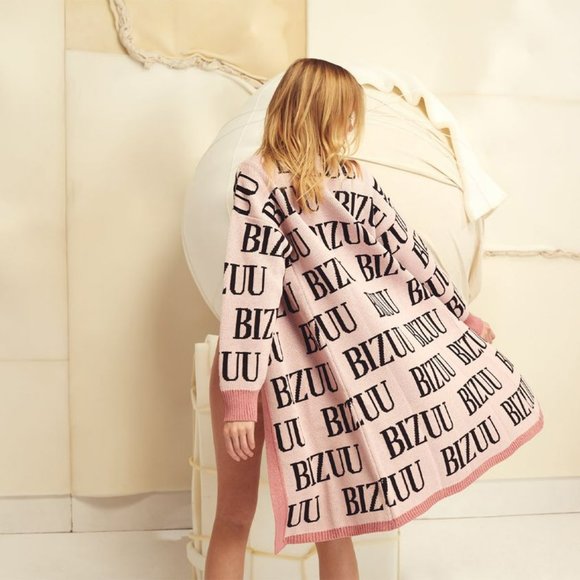 BIZUU Iconic Chios Cardigan Long Sweater Duster Print Logo High-End Designer - Picture 4 of 7